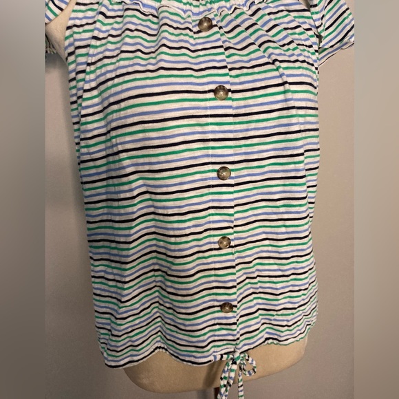 a.n.a green,blue,black,white striped top - Picture 3 of 4